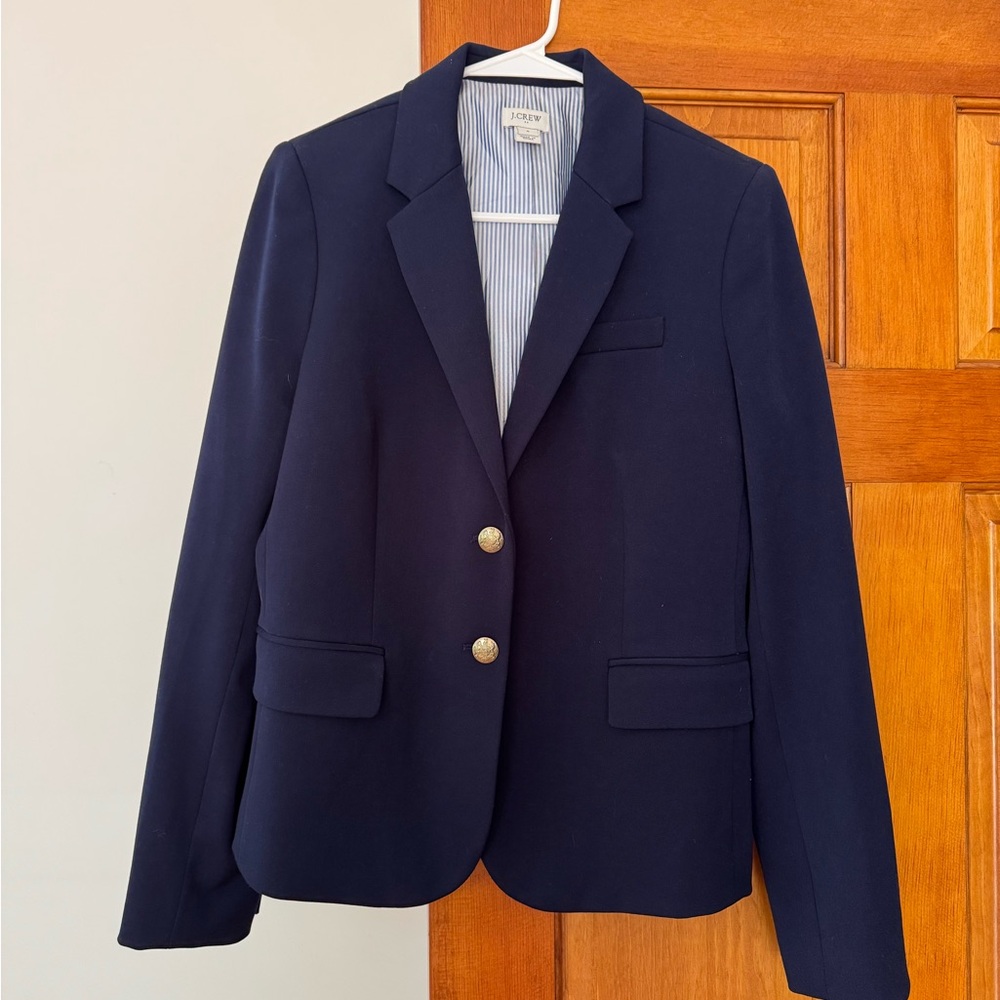 J Crew Blue and Gold Blazer Classic Tailored Suit Jacket